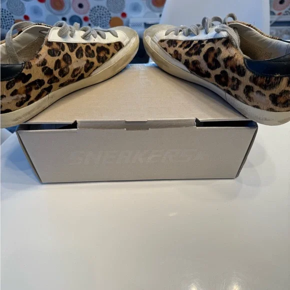 Golden Goose Leopard Print Sneakers with Black Star - Picture 5 of 16